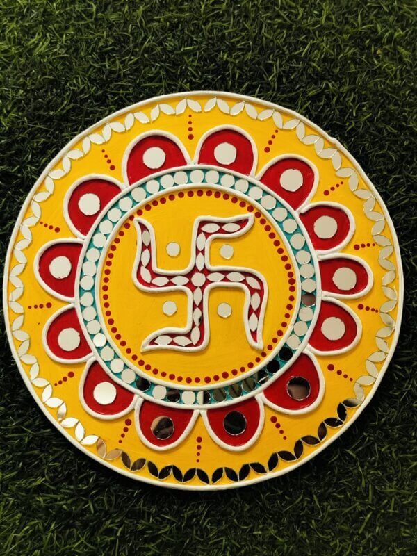 Swastik Lippan Art Board - Auspicious Wall Art & Home Decor