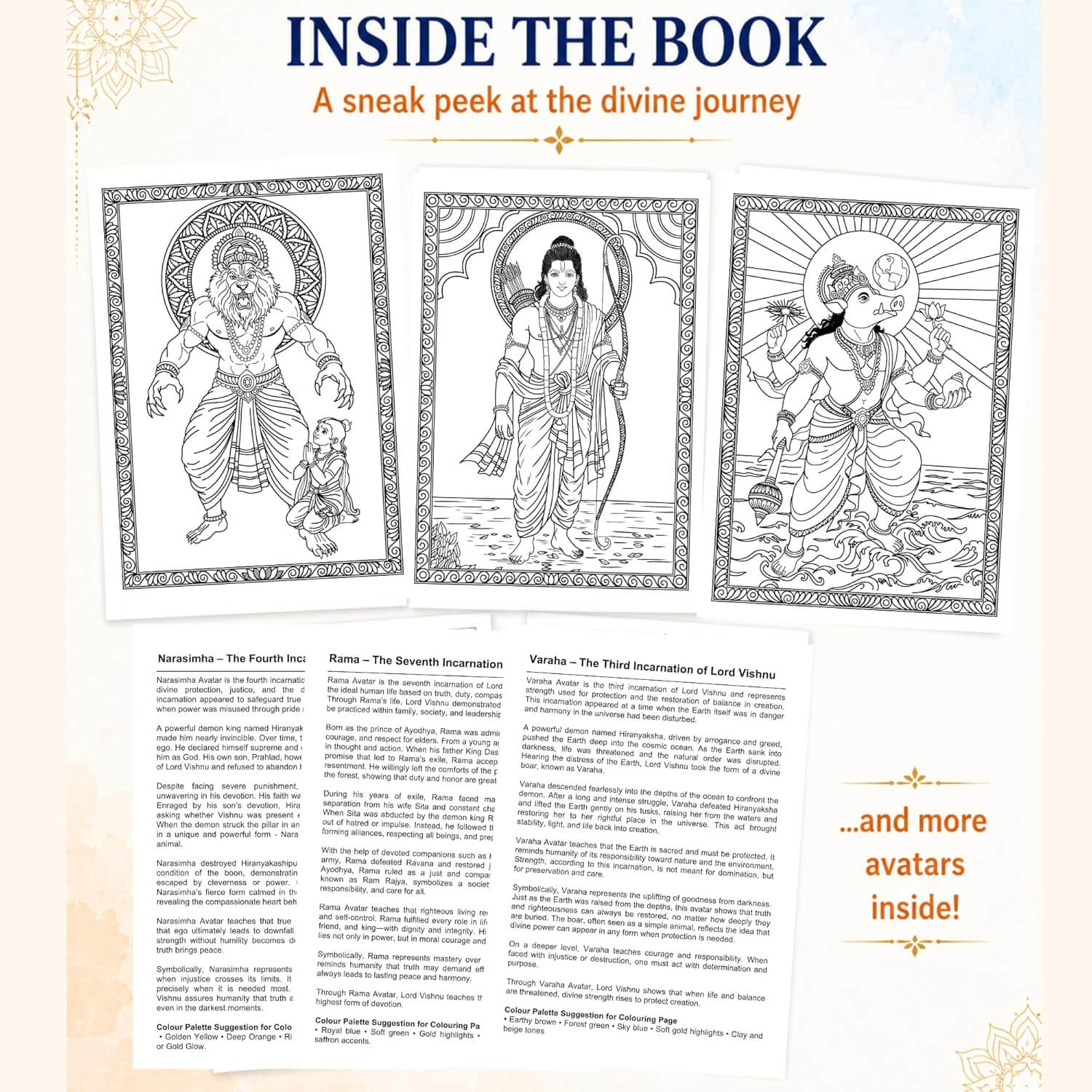 Dashavatar Art Book | A4 Size Drawing & Coloring Book of Lord Vishnu Dashavatar | - Image 6